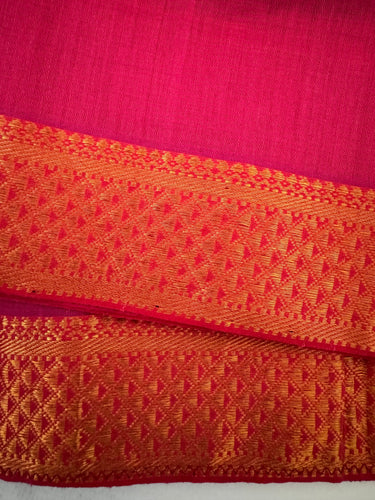 Handwoven Mangalgiri Cotton Saree | Magenta Pink | Gold Zari | Handwoven | Ships from California